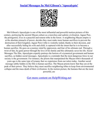 Apocalypto Essay PDF