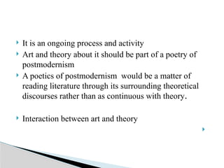 a poetics of the postmodernism powerpoint presentation | PPTX