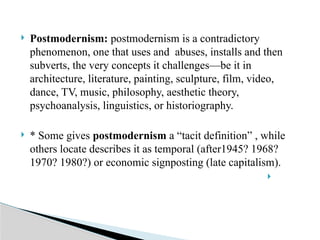 a poetics of the postmodernism powerpoint presentation | PPTX