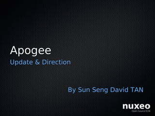 Apogee
Update & Direction



                 By Sun Seng David TAN
 