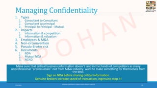 APOHANTM
Managing Confidentiality
1. Types
1. Consultant to Consultant
2. Consultant to principal
3. Principal to Principa...