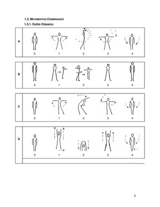 1.3. MOVIMENTOS COMBINADOS
    1.3.1. Estilo Clássico




A



           0                 1   2   3   4




B


           0                 1   2   3   4




C



           0                 1   2   3   4




D




           0                 1   2   3   4




                                             5
 