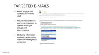 © The KPI Institute 2016
TARGETED E-MAILS
22
 Better engage shift
workers and remote
staff
 Provide relevant news
and communications to
specific employee
groups and
demographics
 Reducing information
overload by eliminating
irrelevant messages for
employees
 
