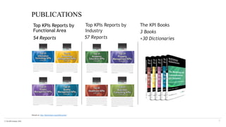 © The KPI Institute 2016
Top KPIs Reports by
Functional Area
54 Reports
7
Details at: http://kpiinstitute.org/publications/
Top KPIs Reports by
Industry
57 Reports
PUBLICATIONS
The KPI Books
3 Books
+30 Dictionaries
 