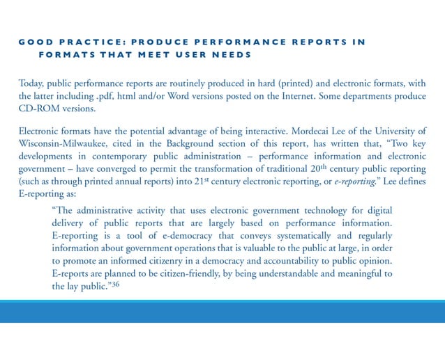 Performance Reporting Framing and Conveying the Performance Story | PPT