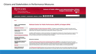 Citizens and Stakeholders in Performance Measures
 