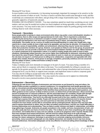 Apollo Development Personality Report | PDF