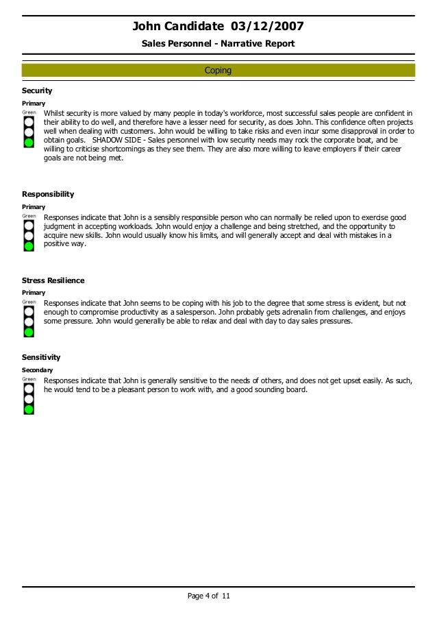 sales narrative report Narrative Sales Personality Apollo Report