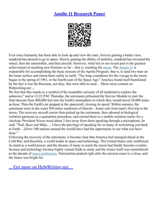Apollo 11 Essay | PDF