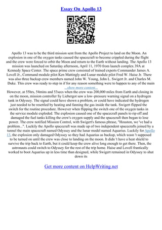 Apollo 13 Essay | PDF