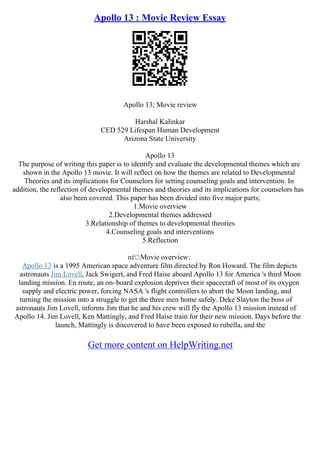 Apollo 13 Essay | PDF
