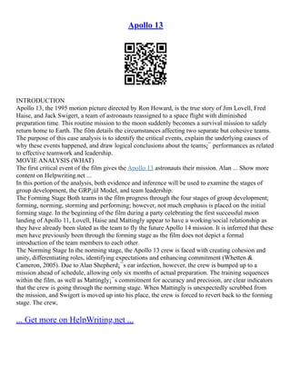 Apollo 13 Essay | PDF