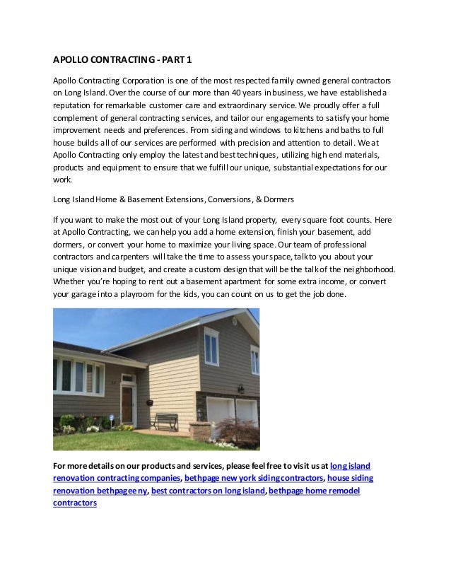 Apollo Contracting Part 1