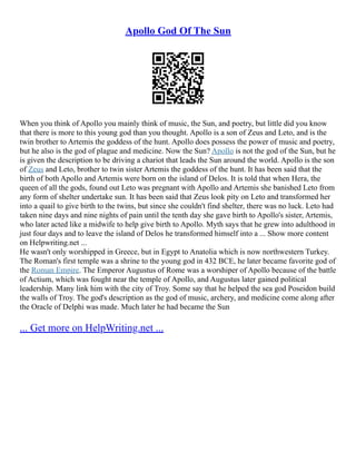 Apollo The God Worksheet.pdf Apollo Goals | PDF