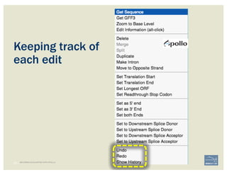 44 | BECOMING ACQUAINTED WITH APOLLO
Keeping track of
each edit
 