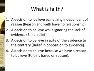 Apologetics 1 Lesson 5 Faith and Reason and Science and Religion | PPTX
