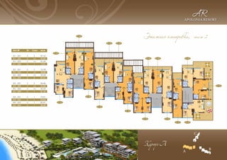 Апт №      Ет   Спал   кв.м

А1 - 201   2     2     97.32
А1 - 202   2     ст.   42.83
А1 - 203   2     ст.   41.93
А1 - 204   2     1     73.01

А2 - 201   2     1     72.58
А2 - 202   2     ст.   39.06
А2 - 203   2     ст.   39.28
А2 - 204   2     2     87.61

А3 - 201   2     2     94.46
А3 - 202   2     ст.   42.89
А3 - 203   2     ст.   42.35
А3 - 204   2     1     81.35

А4 - 201   2     1     74.41
А4 - 202   2     1     83.65
А4 - 203   2     1     83.41
А4 - 204   2     1     96.48
 