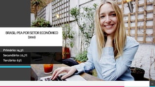 TREY
research
BRASIL:PEAPORSETORECONÔMICO
(2010)
Primário: 14,3%
Secundário: 22,7%
Terciário: 63%
12
 
