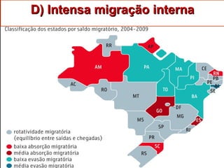 D) Intensa migração internaD) Intensa migração interna
 
