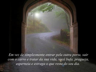 Em vez de simplesmente entrar pela outra porta, sair
com o carro e tratar da sua vida, você bufa, pragueja,
     esperneia e estraga o que resta do seu dia.
 