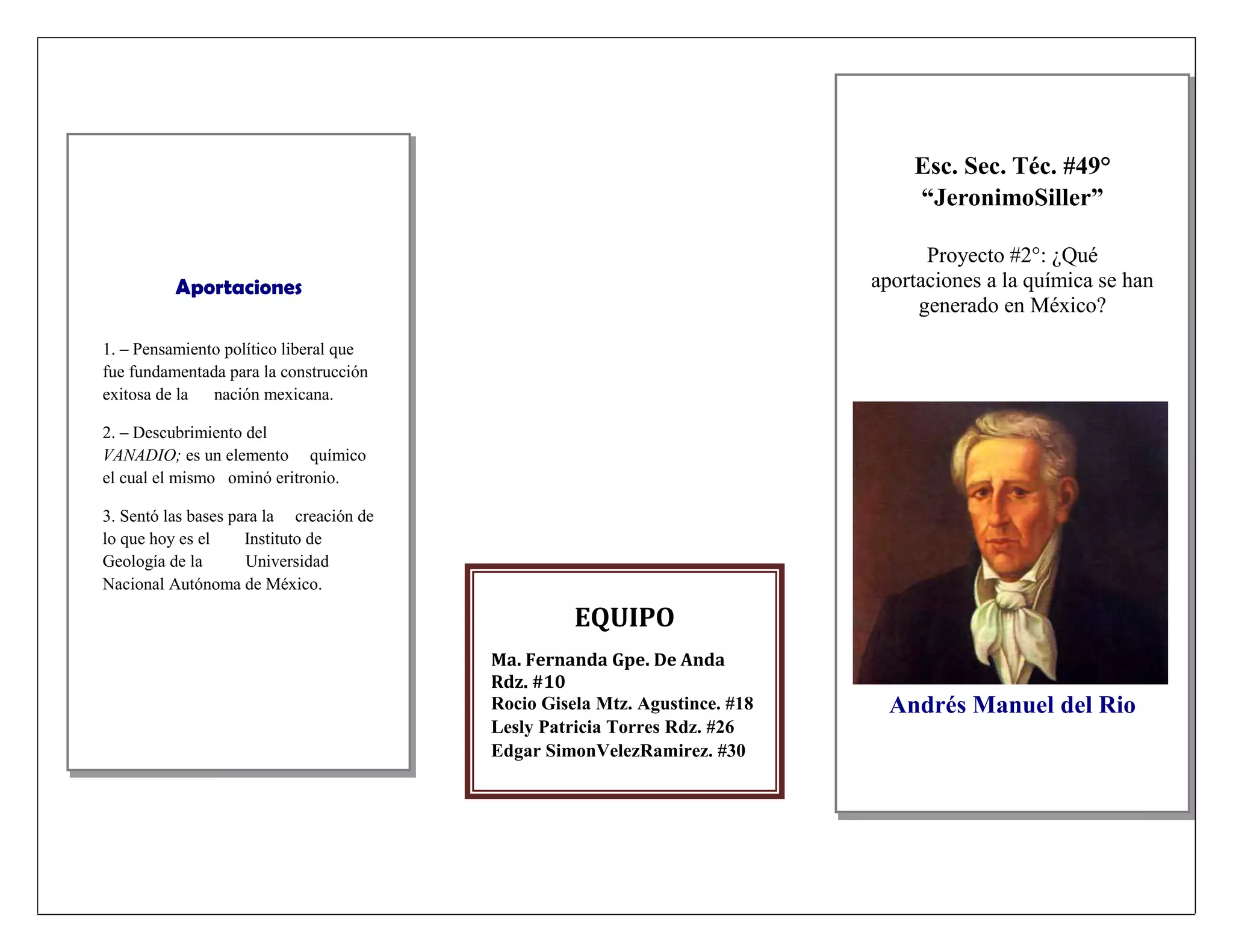Triptico: Aportaciones de Andres Manuel del Rio | PPT
