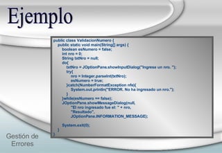 Gestión de errores en Java | PPT