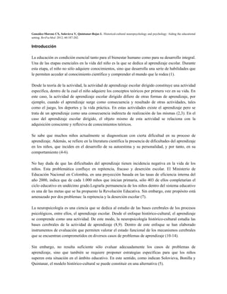González-Moreno CX, Solovieva Y, Quintanar-Rojas L. Historical-cultural neuropsychology and psychology: Aiding the educati...