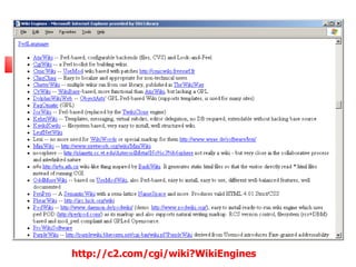 http://c2.com/cgi/wiki?WikiEngines
 