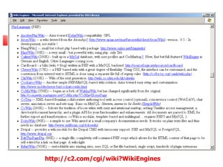 http://c2.com/cgi/wiki?WikiEngines
 