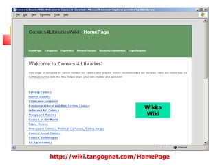 Wikka
                          Wiki




http://wiki.tangognat.com/HomePage
 