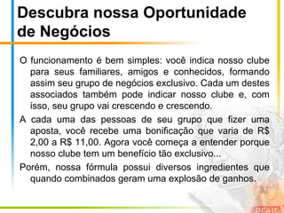  MAIS CHANCES DE GANHAR: sem “achismos” ou “chutômetro”, nossos jogos são desenvolvidos através de uma análise estatística e combinatória levando em conta todo o histórico dos jogos que levam a jogos com maiores chances de acerto do que se você os fizer aleatoriamente;