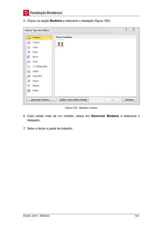 5. Clique na opção Modelos e selecione o desejado (figura 183). 
Figura 235 - Modelos criados. 
6. Caso exista mais de um modelo, clique em Gerenciar Modelos e selecione o 
desejado. 
7. Salve e feche a pasta de trabalho. 
EXCEL 2010 – BÁSICO 134 
 