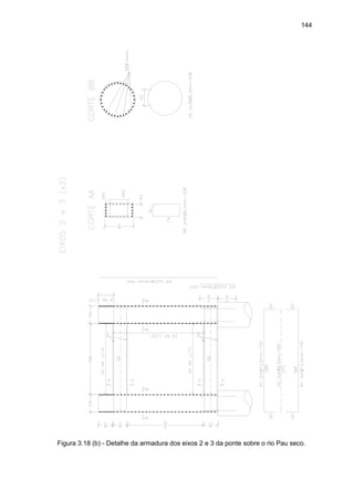 144
Figura 3.18 (b) - Detalhe da armadura dos eixos 2 e 3 da ponte sobre o rio Pau seco.
 