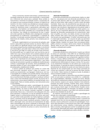 CONHECIMENTOS DIDÁTICOS
23
a solução para o seu concurso!
Editora
Como a escola teve, durante muito tempo, a predominância da
concepção empirista de ensino como transmissão, a memorização
era o referencial mais comum para a avaliação. Nesse sentido, os
instrumentos e momentos de avaliação traziam a característica de
um espaço em que as pessoas tentavam recuperar um dado de sua
memória. Um meio e realizar essa atividade por evocação (pergun-
ta direta, com resposta certa ou errada) ou por reconhecimento,
quando lhe oferecemos pistas e apresentamos alternativas para
as respostas. Uma hipótese a ser levantada é a de que a avaliação
foi, durante muito tempo, entendida com a recuperação dos fatos
nas memórias. Essa redução do entendimento do que é avaliar
vem sendo superada nas reflexões sobre a tipologia dos conteúdos,
principalmente ao se diferenciar a aprendizagem e a avaliação de
conceitos. A construção conceitual demanda compreensão e esta-
belecimento de relações, sendo, portanto, mais complexa para ser
avaliada.
Ao decidir a legitimidade de um instrumento de avaliação, cada
escola e cada professor precisam analisar seu alcance. Pedir ao alu-
no que defina um significado (técnica muito comum nas escolas),
nem sempre proporciona boa medida para avaliação, é uma técnica
com desvantagens, pois pode induzir a falsos erros e falsos acertos.
É uma técnica que exige um critério de correção muito minucioso.
Ele ainda propõe que, se a opção for por usar essa técnica, que se
valide mais o que o aluno expuser com as próprias palavras do que
uma reprodução literal. Se usarmos a técnica de múltipla escolha,
o reconhecimento da definição, corre-se o risco de se cair na arma-
dilha da mera reprodução de uma definição previamente estabe-
lecida e mesmo de um conhecimento fragmentário, o que coloca
esse tipo de instrumento e questão na condição de insuficiente para
conhecer a aprendizagem de conceitos. Outra possibilidade é a da
exposição temática na qual o aluno debate sobre um tema incluin-
do comparações, estabelecendo relações.
É preciso cuidado do professor para analisar se o aluno não
está procurando reproduzir termos e ideias de autores e sim
usando sua compreensão e sua linguagem. Evidencia-se, com isso,
a necessidade de se trabalhar com questões abertas. Outra técnica,
- a identificação e categorização de exemplos - por evocação (aber-
ta) ou reconhecimento (fechada), possibilita ao professor conhecer
como o aluno está entendendo aquele conceito. Na técnica de re-
conhecimento o aluno deverá trabalhar, em questão fechada, com a
categorização. Pode ser incluída, portanto, num instrumento como
a prova objetiva.
Outra possibilidade para avaliar a aprendizagem de conceitos
seria a técnica de aplicação à solução de problemas, deveriam ser
situações abertas, nas quais os alunos fariam exposição da com-
preensão que têm do conceito, tentando responder à situação
apresentada. Nesse caso, o instrumento mais adequado seria uma
prova operatória, é importante, no caso da avaliação de conceitos,
resgatar sempre os conhecimentos prévios dos alunos, para anali-
sar o que estiver sendo aprendido. Isso implica legitimar a avaliação
inicial, o momento inicial da aprendizagem. A avaliação de apren-
dizagem de conceitos remete o professor, portanto, a instituir tam-
bém a observação como uma técnica de levantamento de dados
sobre a aprendizagem dos alunos, ampliando as informações sobre
o que o aluno está sabendo para além dos momentos formais de
avaliação, como momentos de provas ou outros instrumentos de
verificação.
- Dimensão Procedimental
A dimensão procedimental do conhecimento implica no saber
fazer. Ex.: uma pesquisa tem uma dimensão procedimental. O alu-
no precisa saber observar, saber ler, saber registrar, saber procurar
dados em várias fontes, saber analisar e concluir a partir dos dados
levantados. Nesse caso, são procedimentos que precisam ser de-
senvolvidos. Muitas vezes o aluno está com uma dificuldade proce-
dimental e não conceitual e, dependendo do instrumento usado, o
professor não identifica essa dificuldade para então ajudá-lo a su-
perá-la, por isso é importante diferenciar essas dimensões. Outros
exemplos de dimensões procedimentais do conhecimento: saber
fazer um gráfico, um cartaz, uma tabela, escrever um texto disser-
tativo, narrativo. Vale a pena, nesse caso, que o professor acompa-
nhe de perto essa aprendizagem. O melhor instrumento para isso
é a observação sistemática - um conjunto de ações que permitem
ao professor conhecer até que ponto seus alunos estão sabendo:
dialogar, debater, trabalhar em equipe, fazer uma pesquisa biblio-
gráfica, orientar-se no espaço, dentre outras. Devem ser atividades
abertas, feitas em aula, para o professor perceber como o aluno
transfere o conteúdo para a prática.
- Dimensão Atitudinal
A dimensão atitudinal do conhecimento é aquela que indicará
os valores em construção. É mais difícil de ser trabalhada porque
não se desliga da formação mais ampla em outros espaços da socie-
dade, sendo complexa por seus componentes cognitivos (conheci-
mentos e crenças), afetivos (sentimentos e preferências) e condu-
tais (ações e declaração de intenção). Manifesta-se mais através do
comportamento referenciado em crenças e normas. Por isso, preci-
sa ser amplamente entendida à luz dos valores que a escola consi-
dera formadores. A aquisição de valores é alcançada através do de-
senvolvimento de atitudes de acordo com esse sistema de valores.
Depende de uma autopersuasão que está sempre permeada por
crenças que sustentam a visão que as pessoas têm delas mesmas
e do mundo. E delas mesmas em relação ao mundo. As atitudes e
valores envolvem também as normas.
Valores são princípios ou ideias éticas que permitem às pessoas
emitir um juízo sobre as condutas e seu sentido. Ex.: a solidarieda-
de, a responsabilidade, a liberdade, o respeito aos outros. Atitudes
são tendências relativamente estáveis das pessoas para atuarem de
certas maneiras: cooperar com o grupo, respeitar o meio ambiente,
participar das tarefas escolares, respeitar datas, prazos, horários,
combinados. Normas são padrões ou regras de comportamentos
que as pessoas devem seguir em determinadas situações sociais.
Portanto, são desenvolvidas nas interações, nas relações, nos deba-
tes, nos trabalhos em grupos, o que indica uma natureza do plane-
jamento das atividades de sala de aula.
Os melhores instrumentos para se avaliar a aprendizagem de
atitudes são a observação e autoavaliação.
Para uma avaliação completa (envolvendo fatos, conceitos, pro-
cedimentos e atitudes), deve-se formalizar sempre o momento da
avaliação inicial. Ela é um início de diagnóstico que ajudará aos pro-
fessores e alunos conhecerem o processo de aprendizagem. O pro-
fessor deve diversificar os instrumentos para cobrir toda a tipologia
dos conhecimentos: provas, trabalhos e observação, para avaliar
fatos e conceitos, observação para concluir na avaliação da constru-
ção conceitual; observação para avaliar a aprendizagem de procedi-
mentos e atitudes; autoavaliação para avaliar atitudes e conceitos.
 