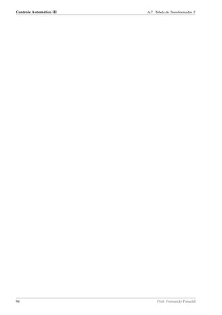 Controle Automático III A.7. Tabela de Transformadas Z
94 Prof. Fernando Passold
 