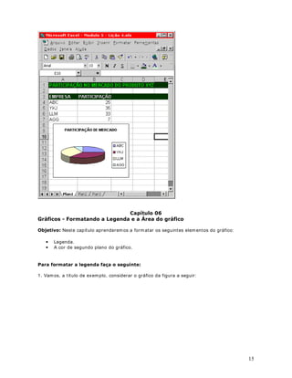 RPRID]HURDOLQKDPHQWR-XVWLILFDGR 
Podem exist ir situações em que temos uma grande quant idade de texto em uma célula, sendo 
que o texto foi dividido em várias linhas at ravés de opção Retorno Automát ico de Texto . 
Observe o exemplo da figura a seguir: 
27 
Nestas situações é interessante Just ificar o texto, isto é, alinhamento à direita e à esquerda, 
simultaneamente. Para just ificar o texto de uma ou mais células faça o seguinte: 
· Selecione as células desejadas. 
· Selecione o comando )RUPDWDU!pOXODV. 
· Dê um clique na guia Alinhamento. 
 