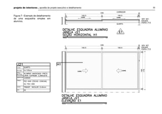 projeto de interiores . apostila de projeto executivo e detalhamento 30
Figura 7 - Exemplo de detalhamento
de uma esquadria simples em
alumínio.
 