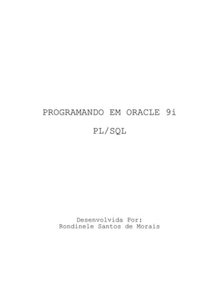 Programando em Oracle 9i com PL/SQL | PDF