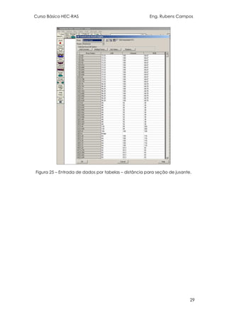 Curso Básico HEC-RAS Eng. Rubens Campos
29
Figura 25 – Entrada de dados por tabelas – distância para seção de jusante.
 