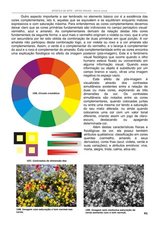 APOSTILA DE ARTE – ARTES VISUAIS – Garcia Junior
42
Jogo de cores
As cores têm forte influência sobre as pessoas.
Animam, ...