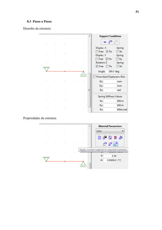 51
8.3 Passo a Passo
Desenho da estrutura

Propriedades da estrutura

 
