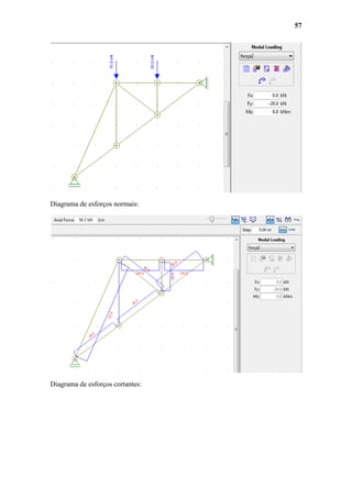 57

Diagrama de esforços normais:

Diagrama de esforços cortantes:

 