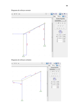 64
Diagrama de esforços normais

Diagrama de esforços cortantes

 