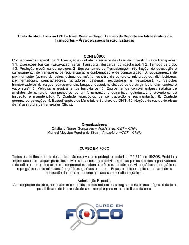 apostila concurso dnit 2009