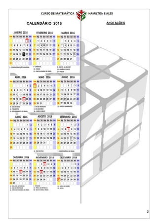 2
CALENDÁRIO 2016 ANOTAÇÕES
 