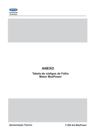 F-250 4x4 MaxPowerApresentação Técnica
ANEXO
Tabela de códigos de Falha
Motor MaxPower
 