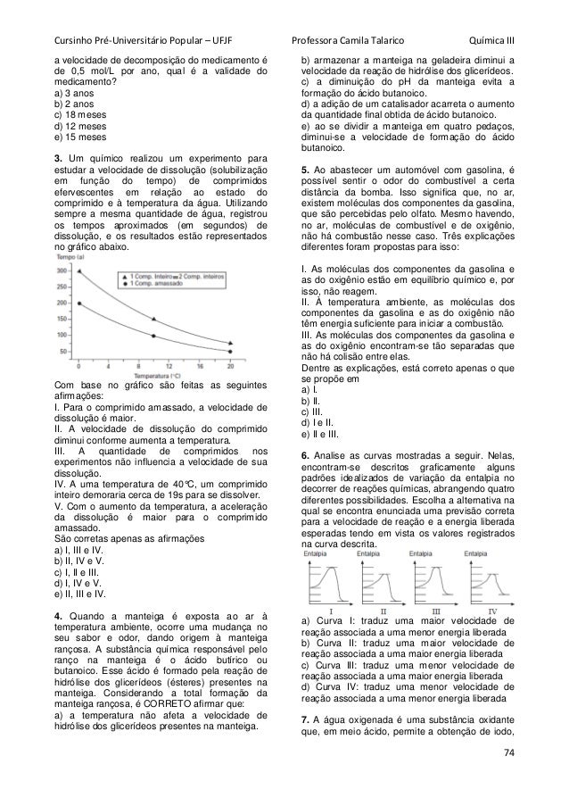 Apostila físico química e analítica - teoria e exercícios