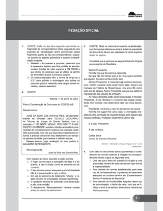 1
 (CESPE) Cada um dos itens seguintes apresenta um
-
-


-
 (CESPE)
 -
-
cumento.

 -


antes do pedido de deferimento.


direito da página.
-
tada.
-
Centro de Estudos Africanos
 -
-



-
Atenciosamente.
 