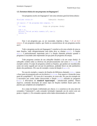 compreendendo os fundamentos: estrutura básica dos... Apostila de Linguagem C | PDF