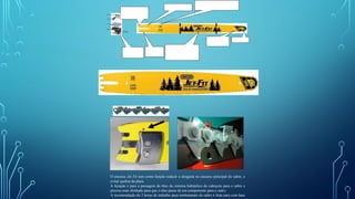 O encaixe Jet Fit tem como função reduzir o desgaste no encaixe principal do sabre, e
evitar quebra da placa.
A furação é para a passagem de óleo do sistema hidráulico do cabeçote para o sabre e
precisa estar alinhado para que o óleo passe de um componente para o outro.
A recomendação de 2 horas de trabalho para tombamento do sabre é feita para com base
CANAIS DE ÓLEO
JET FIT
“ESTABILIZADOR”
CANALETA DE LUBRIFICAÇÃO
E PÍSTA DA CORRENTE
ENCAIXE DO
SABRE
BASE DO
SABRE
MAIOR ÁREA DE
CONTATO E CORTE DE
MADEIRA
ROLL TOP
PONTA DO
SABRE
 